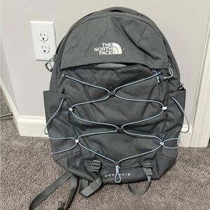 The North Face Borealis Gray Backpack with Blue Accents